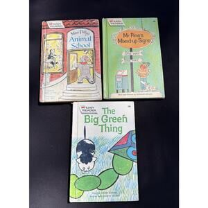 Lot of 3 Wonder Books Easy Reader 1960’s Animal School Big Green Thing Mr Pines